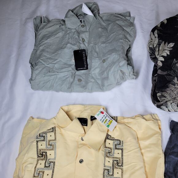 VTG Hawaiian Shirts Mens Sz Large Linen Blend Beach Hawaii Bowling Lot of 5 NWT - Picture 6 of 9